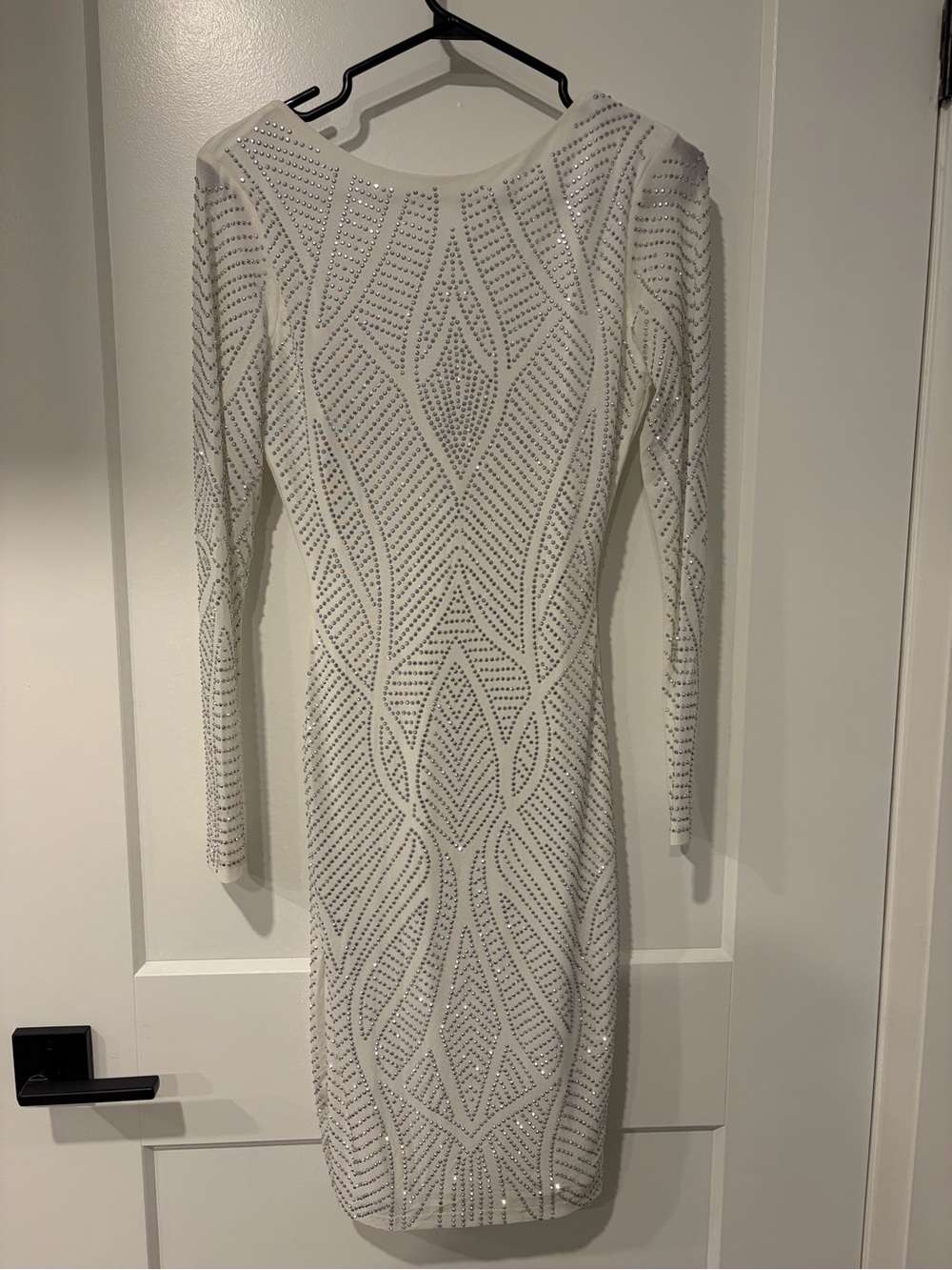 ASOS Geometric Rhinestone Mini Dress White Size 0 Like New